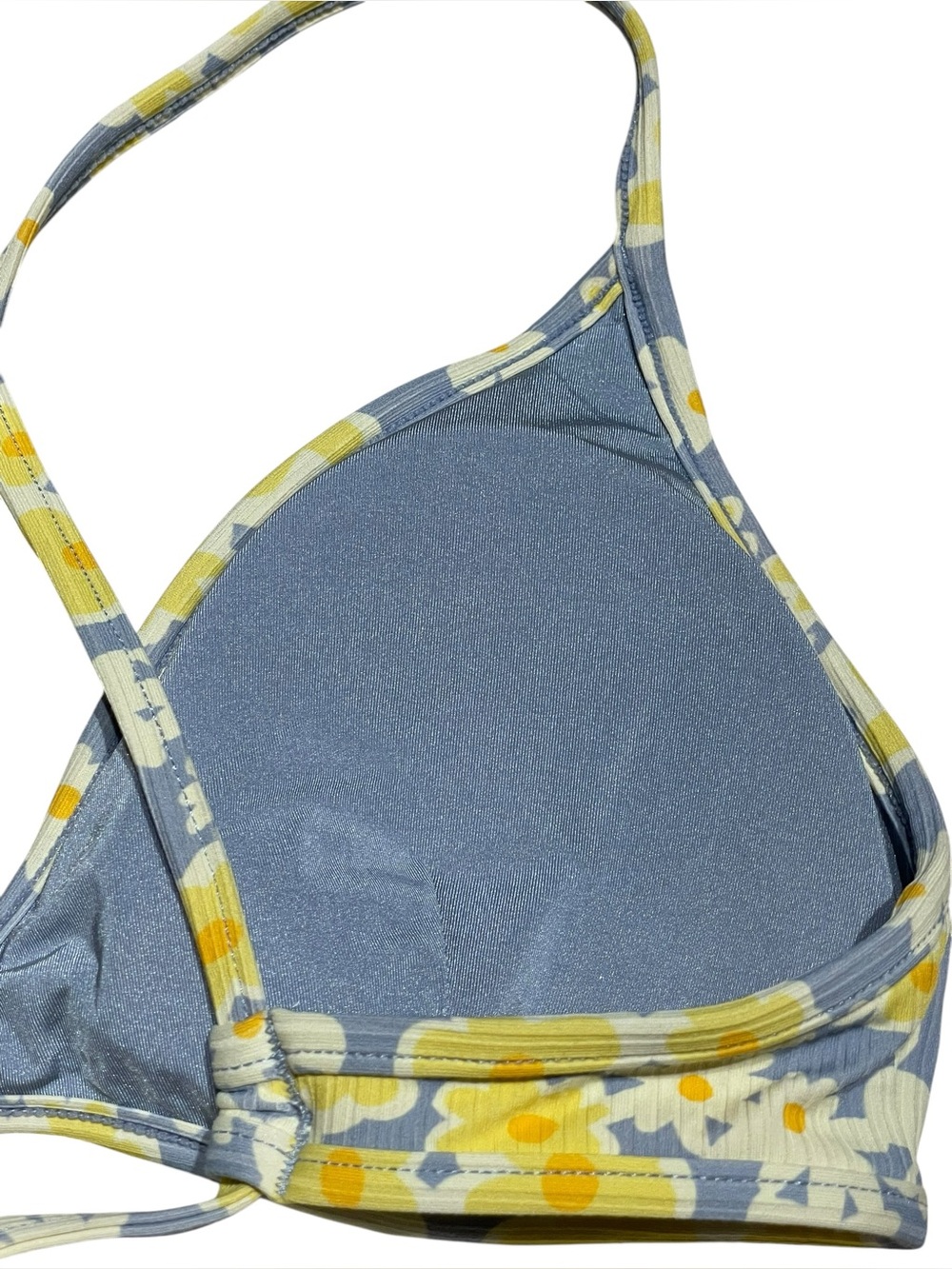 RVCA women's medium bikini top yellow & blue floral print - Picture 4 of 6